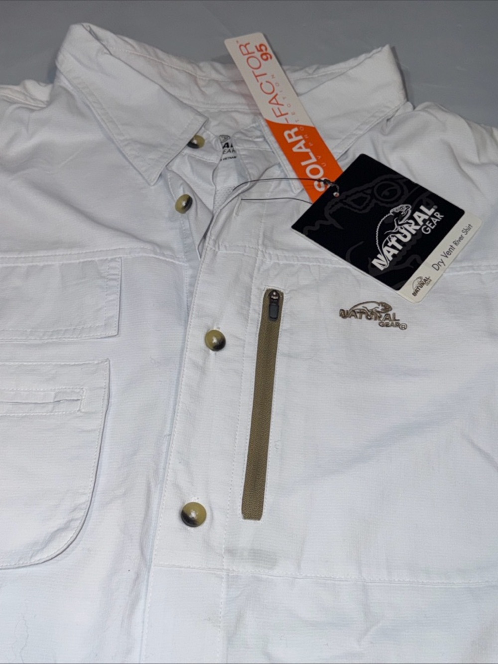 Natural Gear Fishing Shirt Men’s XL NEW white nylon Long Sleeve Vented Utility - Picture 15 of 16